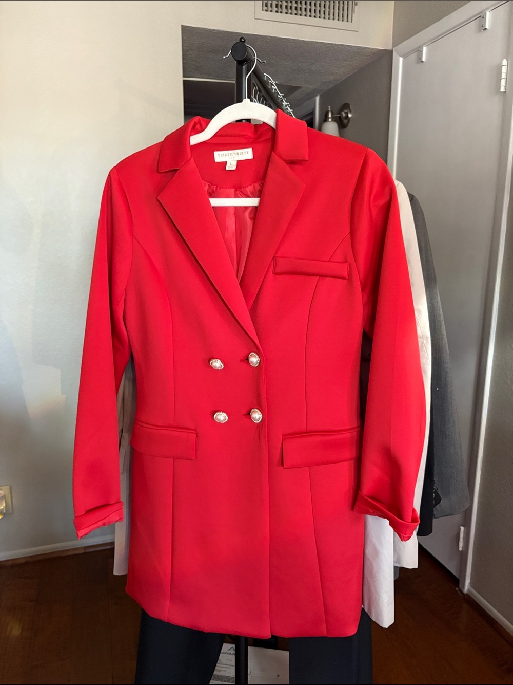 Thirty/Thirty - Double-Breasted Red Blazer Coat - Women's Tailored Jacket